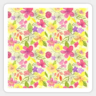 Colorful Watercolor Floral Pattern - Spring is Here Sticker